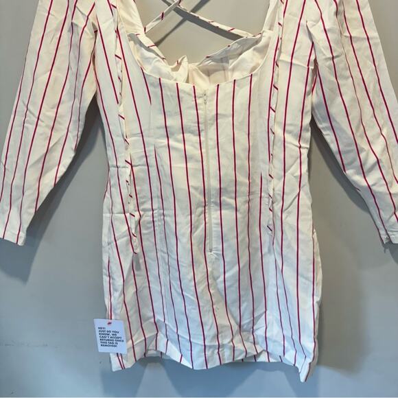 🍁 NWT ASOS DESIGN x MILLIE halter neck blazer mini dress in stripe print White - Picture 8 of 16